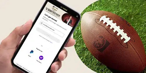 betmgm promo code louisiana sign up banner with sign up page of betmgm mobile app